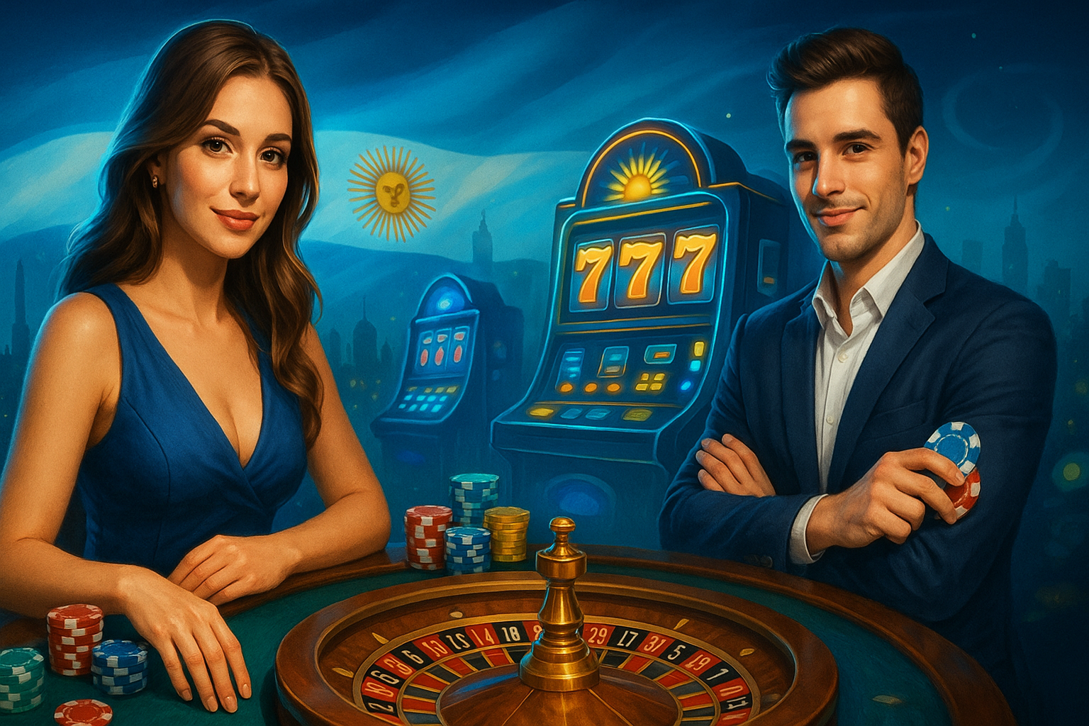 Personas apostando de forma responsable en Argentina